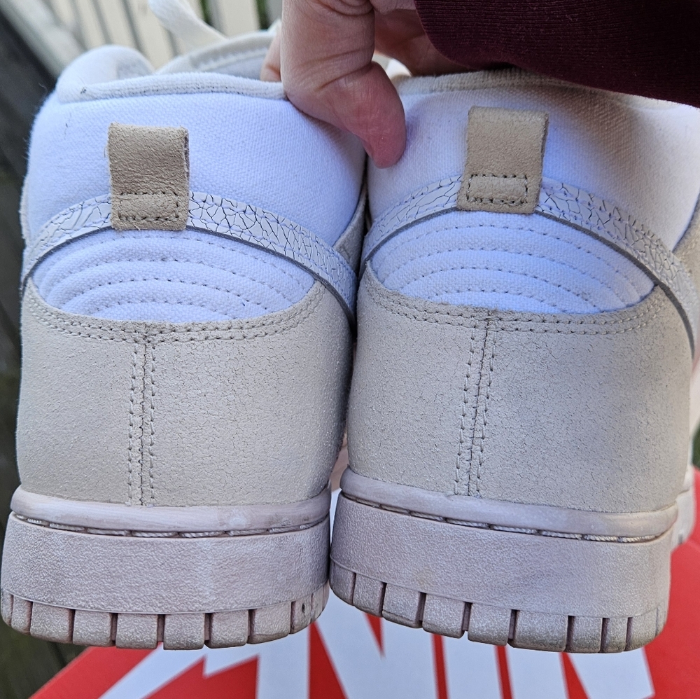 Nike Dunk Hi Retro Form Embeded White and Tan High-Top Sneakers - Picture 6 of 11